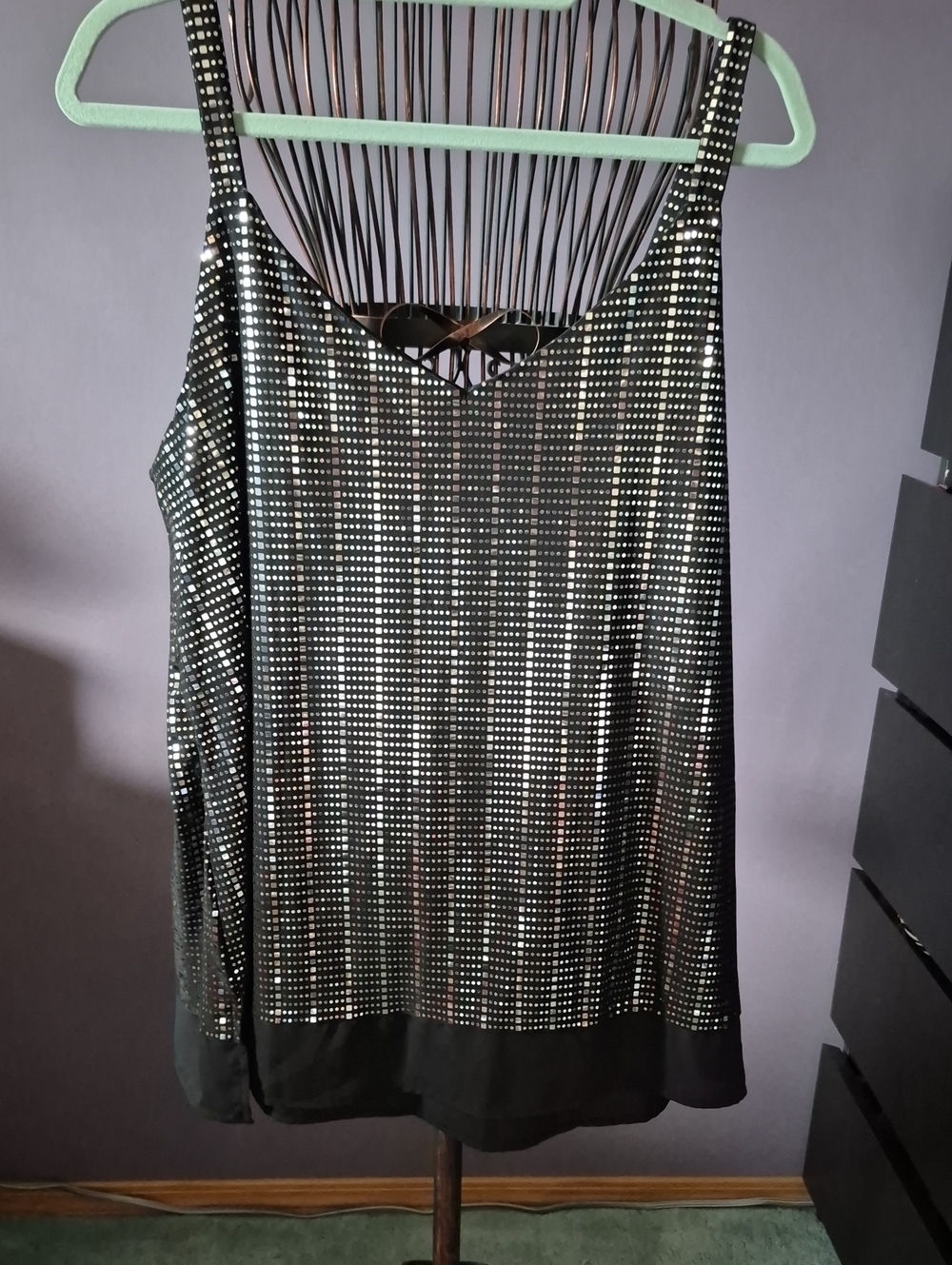 Black Silver Sequin Tank Top